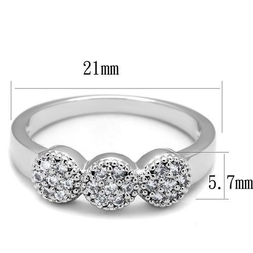 3W1220 - Rhodium Brass Ring with AAA Grade CZ in Clear