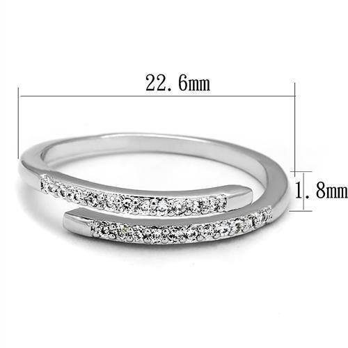 3W1222 - Rhodium Brass Ring with AAA Grade CZ in Clear
