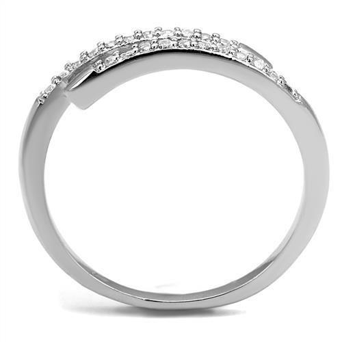 3W1222 - Rhodium Brass Ring with AAA Grade CZ in Clear