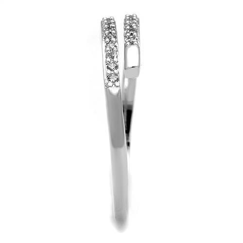 3W1222 - Rhodium Brass Ring with AAA Grade CZ in Clear
