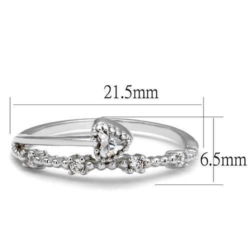 3W1223 - Rhodium Brass Ring with AAA Grade CZ in Clear