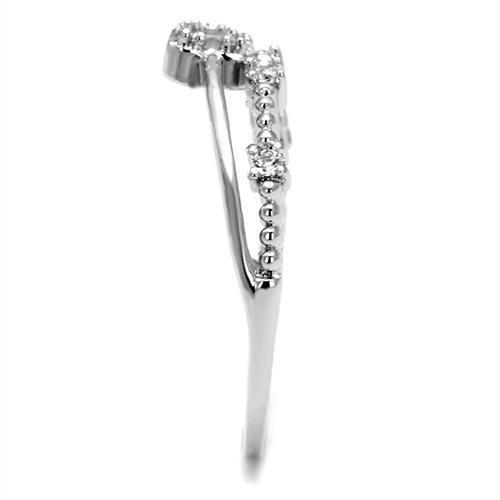 3W1223 - Rhodium Brass Ring with AAA Grade CZ in Clear