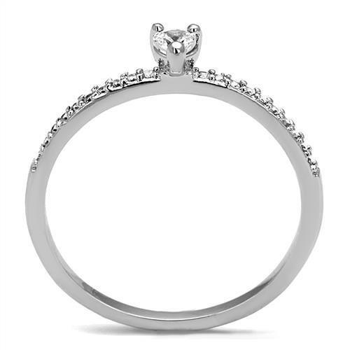 3W1224 - Rhodium Brass Ring with AAA Grade CZ in Clear