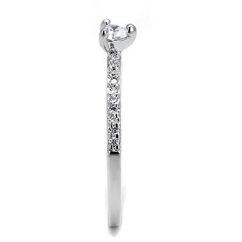 3W1224 - Rhodium Brass Ring with AAA Grade CZ in Clear