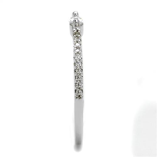 3W1225 - Rhodium Brass Ring with AAA Grade CZ in Clear