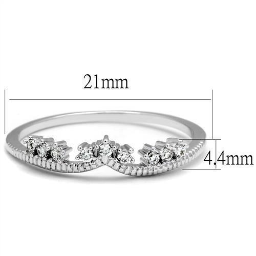 3W1226 - Rhodium Brass Ring with AAA Grade CZ in Clear