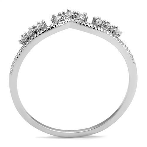 3W1226 - Rhodium Brass Ring with AAA Grade CZ in Clear