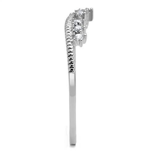 3W1226 - Rhodium Brass Ring with AAA Grade CZ in Clear