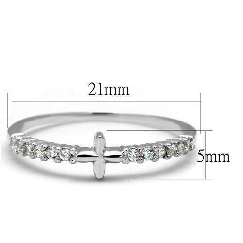 3W1227 - Rhodium Brass Ring with AAA Grade CZ in Clear