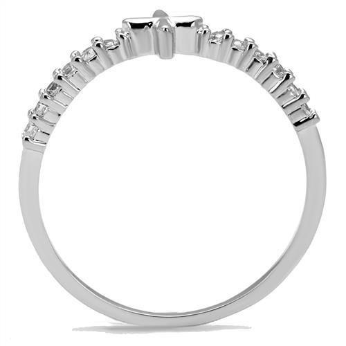 3W1227 - Rhodium Brass Ring with AAA Grade CZ in Clear