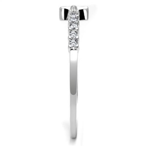3W1227 - Rhodium Brass Ring with AAA Grade CZ in Clear