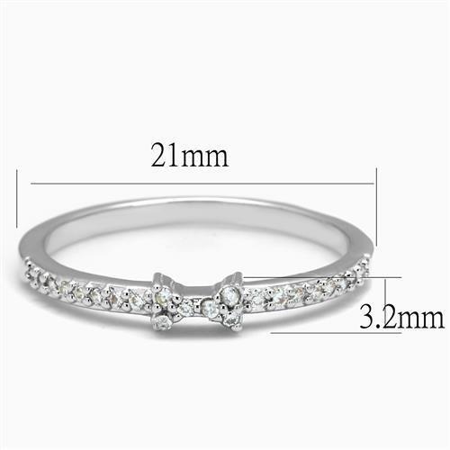 3W1228 - Rhodium Brass Ring with AAA Grade CZ in Clear