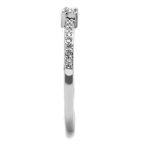 3W1228 - Rhodium Brass Ring with AAA Grade CZ in Clear