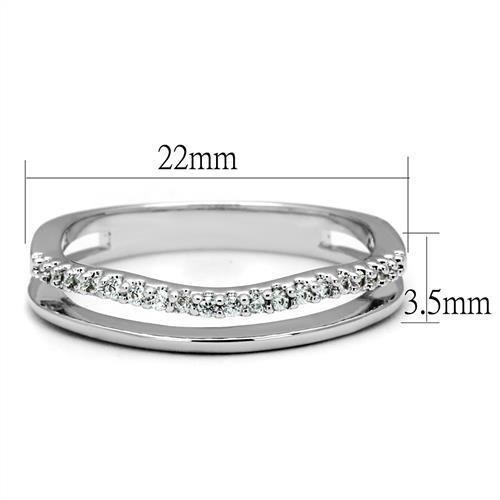 3W1229 - Rhodium Brass Ring with AAA Grade CZ in Clear