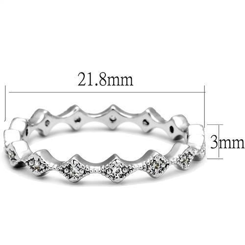 3W1231 - Rhodium Brass Ring with AAA Grade CZ in Clear
