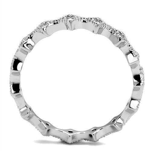 3W1231 - Rhodium Brass Ring with AAA Grade CZ in Clear