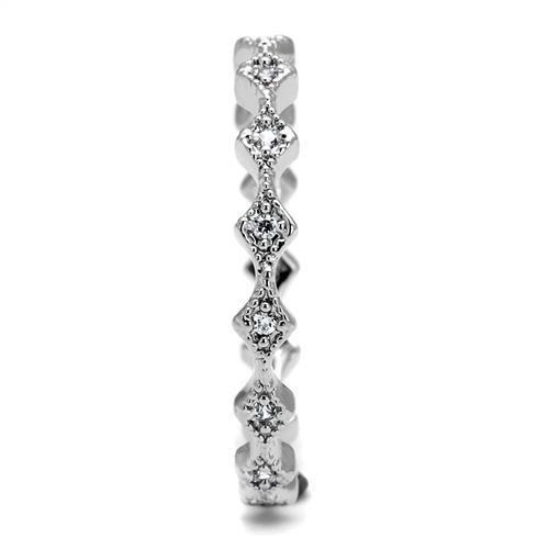 3W1231 - Rhodium Brass Ring with AAA Grade CZ in Clear