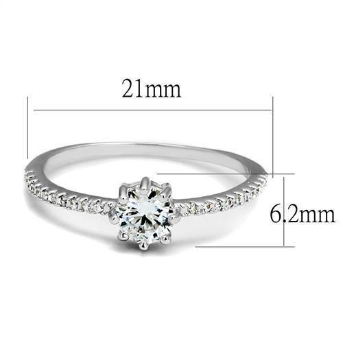 3W1233 - Rhodium Brass Ring with AAA Grade CZ in Clear