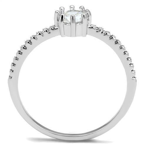 3W1233 - Rhodium Brass Ring with AAA Grade CZ in Clear