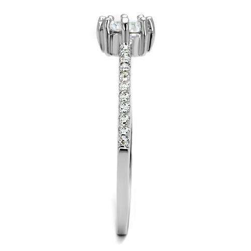 3W1233 - Rhodium Brass Ring with AAA Grade CZ in Clear