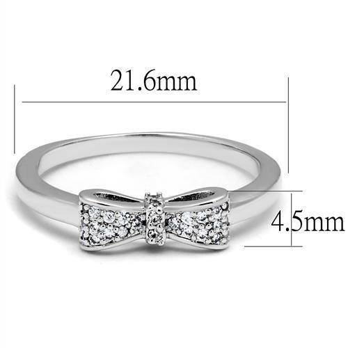 3W1235 - Rhodium Brass Ring with AAA Grade CZ in Clear