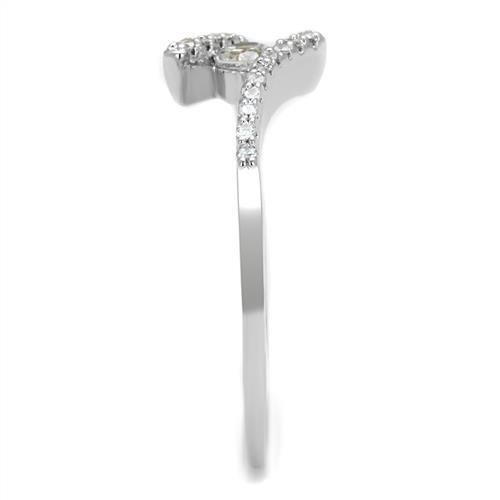 3W1237 - Rhodium Brass Ring with AAA Grade CZ in Clear