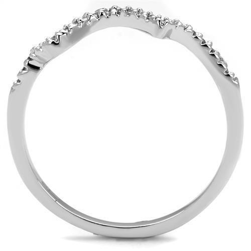 3W1239 - Rhodium Brass Ring with AAA Grade CZ in Clear