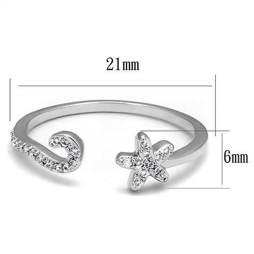 3W1240 - Rhodium Brass Ring with AAA Grade CZ in Clear
