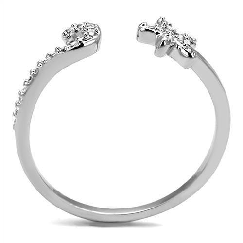 3W1240 - Rhodium Brass Ring with AAA Grade CZ in Clear