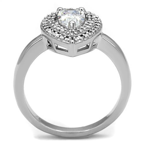 3W1242 - Rhodium Brass Ring with AAA Grade CZ in Clear