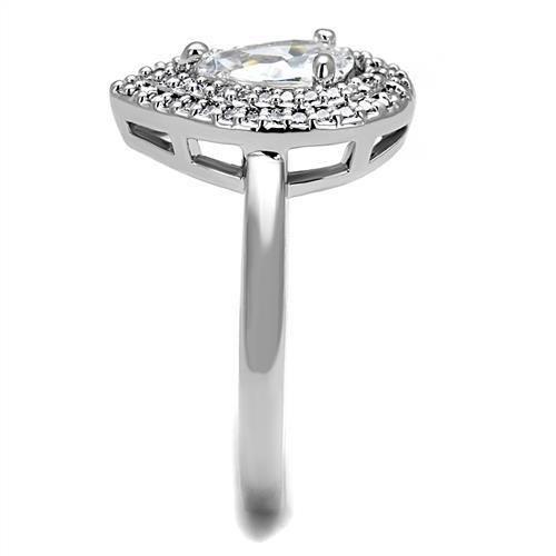 3W1242 - Rhodium Brass Ring with AAA Grade CZ in Clear