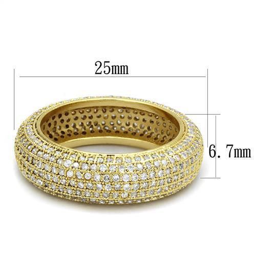 3W1272 - Gold Brass Ring with AAA Grade CZ in Clear