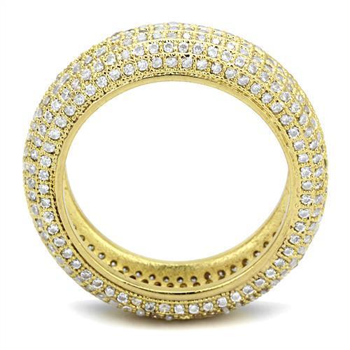 3W1272 - Gold Brass Ring with AAA Grade CZ in Clear