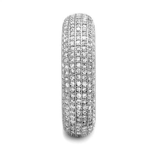 3W1273 - Rhodium Brass Ring with AAA Grade CZ in Clear