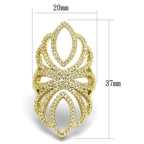 3W1274 - Gold Brass Ring with AAA Grade CZ in Clear