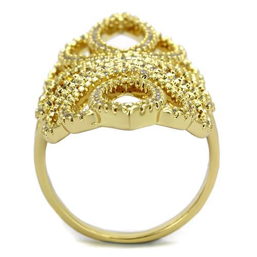 3W1274 - Gold Brass Ring with AAA Grade CZ in Clear