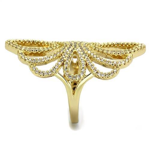 3W1274 - Gold Brass Ring with AAA Grade CZ in Clear