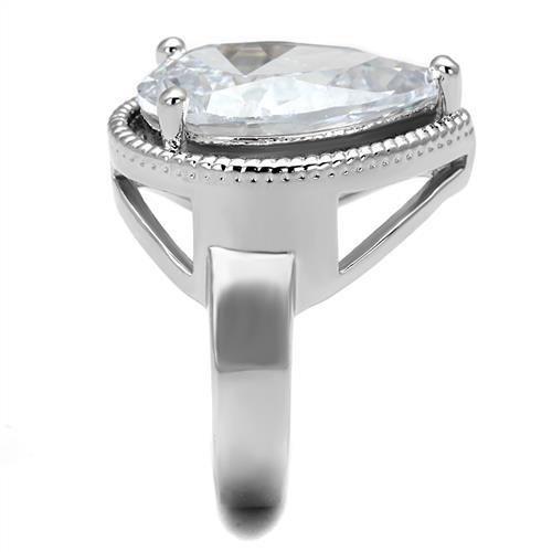3W1305 - Rhodium Brass Ring with AAA Grade CZ in Clear