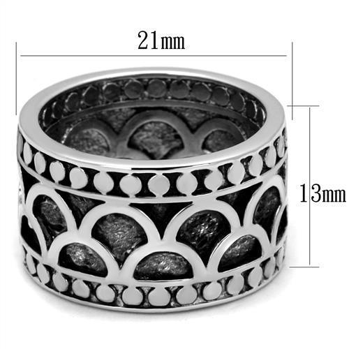 3W1309 - Rhodium Brass Ring with Epoxy in Jet