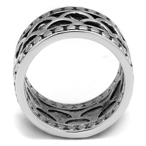 3W1309 - Rhodium Brass Ring with Epoxy in Jet