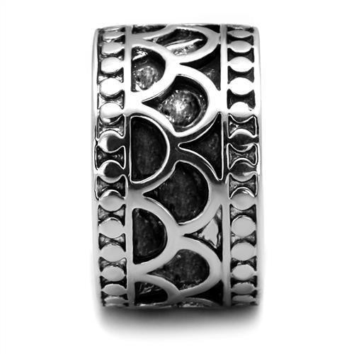 3W1309 - Rhodium Brass Ring with Epoxy in Jet