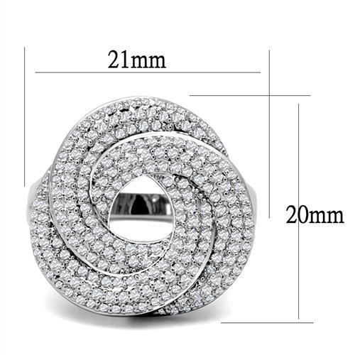 3W1319 - Rhodium Brass Ring with AAA Grade CZ in Clear