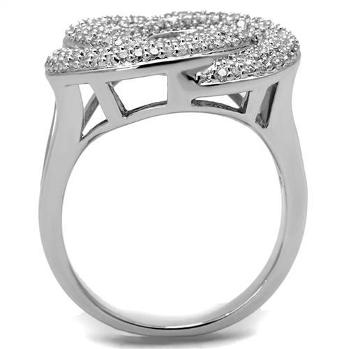 3W1319 - Rhodium Brass Ring with AAA Grade CZ in Clear