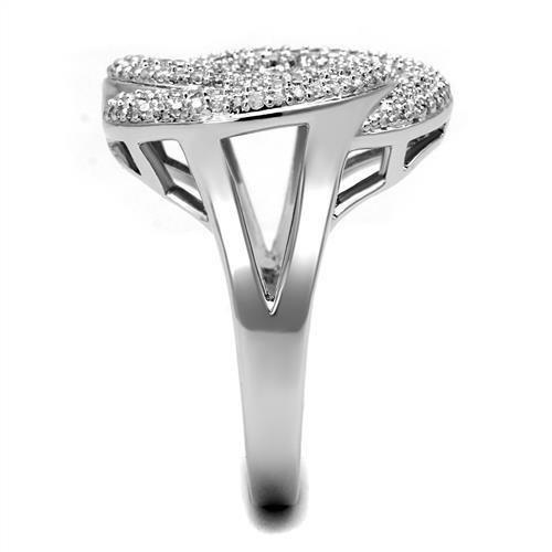 3W1319 - Rhodium Brass Ring with AAA Grade CZ in Clear