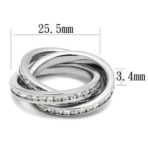 3W1331 - Rhodium Brass Ring with AAA Grade CZ in Clear