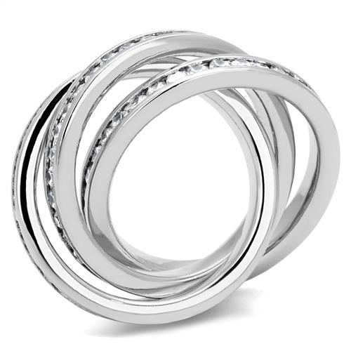 3W1331 - Rhodium Brass Ring with AAA Grade CZ in Clear