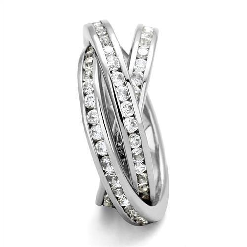 3W1331 - Rhodium Brass Ring with AAA Grade CZ in Clear