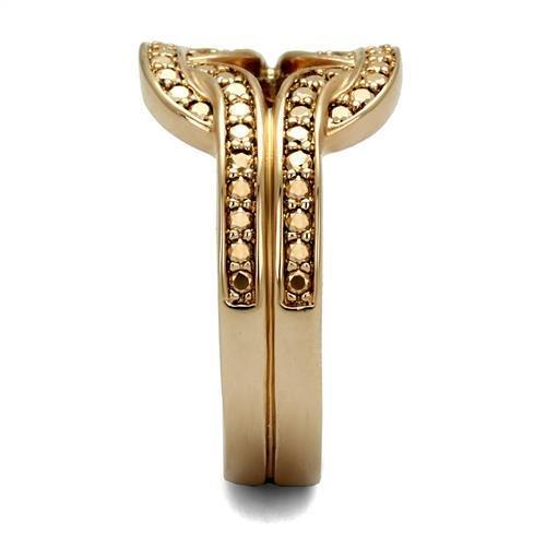 3W1336 - IP Rose Gold(Ion Plating) Brass Ring with AAA Grade CZ in Metallic Light Gold