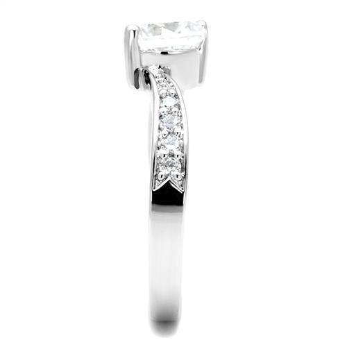 3W1337 - Rhodium Brass Ring with AAA Grade CZ in Clear