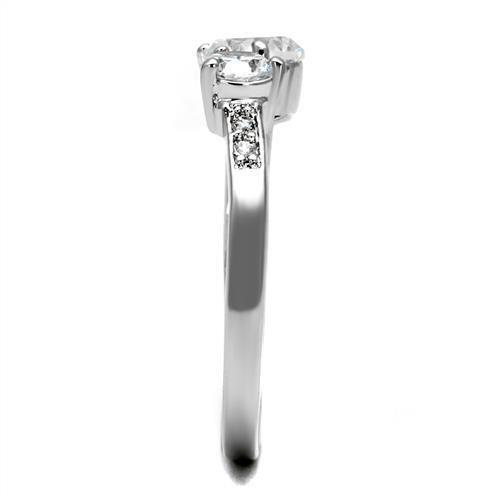 3W1338 - Rhodium Brass Ring with AAA Grade CZ in Clear